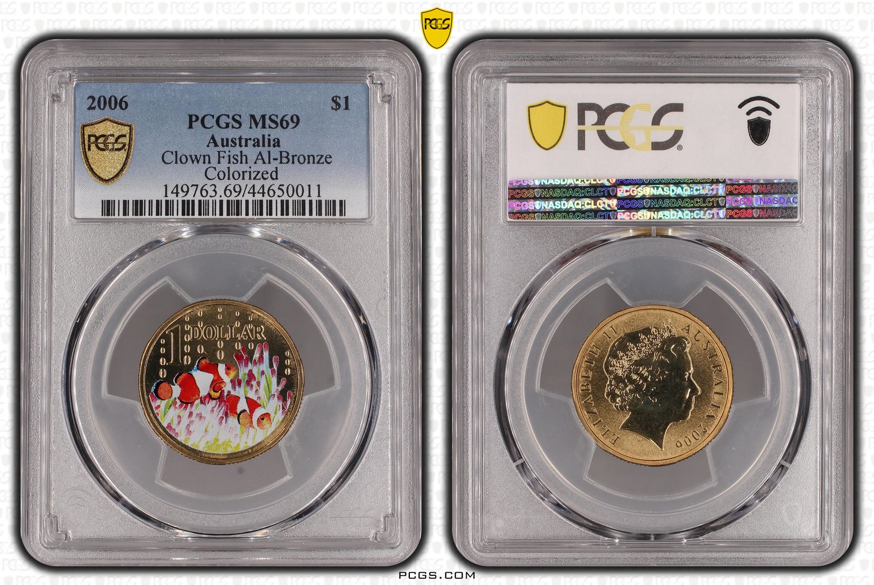 180 · 2006 Australia One Dollar, $1 Clown Fish Al-Bronze PCGS - MS69 POP 15/0 -011