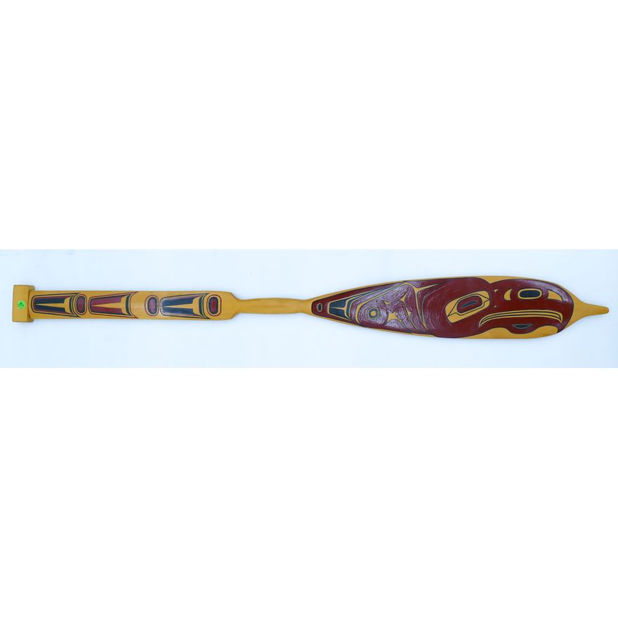 T. Enoch Corson (Lummi) ''Haida Raven'' Painted Cedar Paddle 56''
