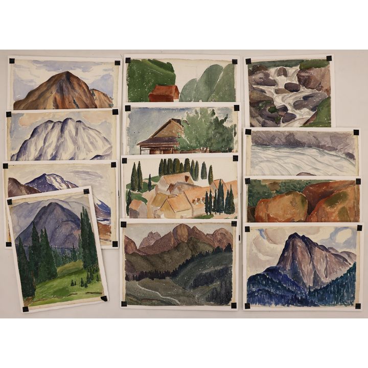 12pc Arthur Runquist Assorted Landscape Watercolors 11''x15''