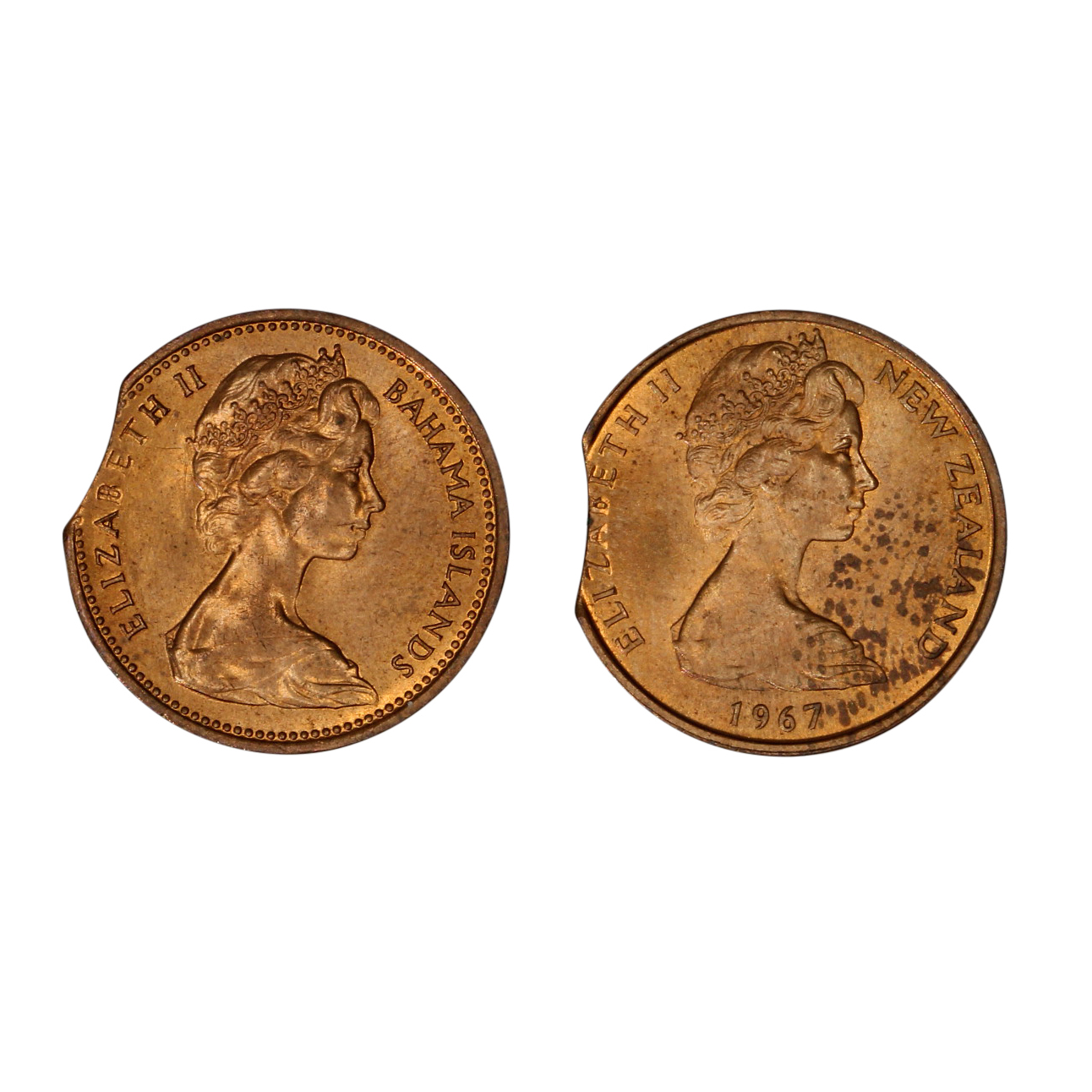 865. · New Zealand, Pair, Two Cents, 1967, CHU