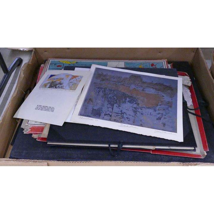 3 Boxes Oregon Midcentury Artworks & Xmas Cards- Harold Sims Collection