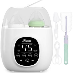 BABY BOTTLE WARMER FITS 2 BOTTLES, 11-IN-1 FAST MILK WARMER WITH TIMER BREAST MILK OR FORMULA, ACCURATE TEM CONTROL, WITH DEFROST,