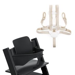 TRIPP TRAPP BABY SET FROM STOKKE, BLACK - CONVERT THE TRIPP TRAPP CHAIR INTO HIGH CHAIR - REMOVABLE SEAT + HARNESS FOR 6-36 MONTHS