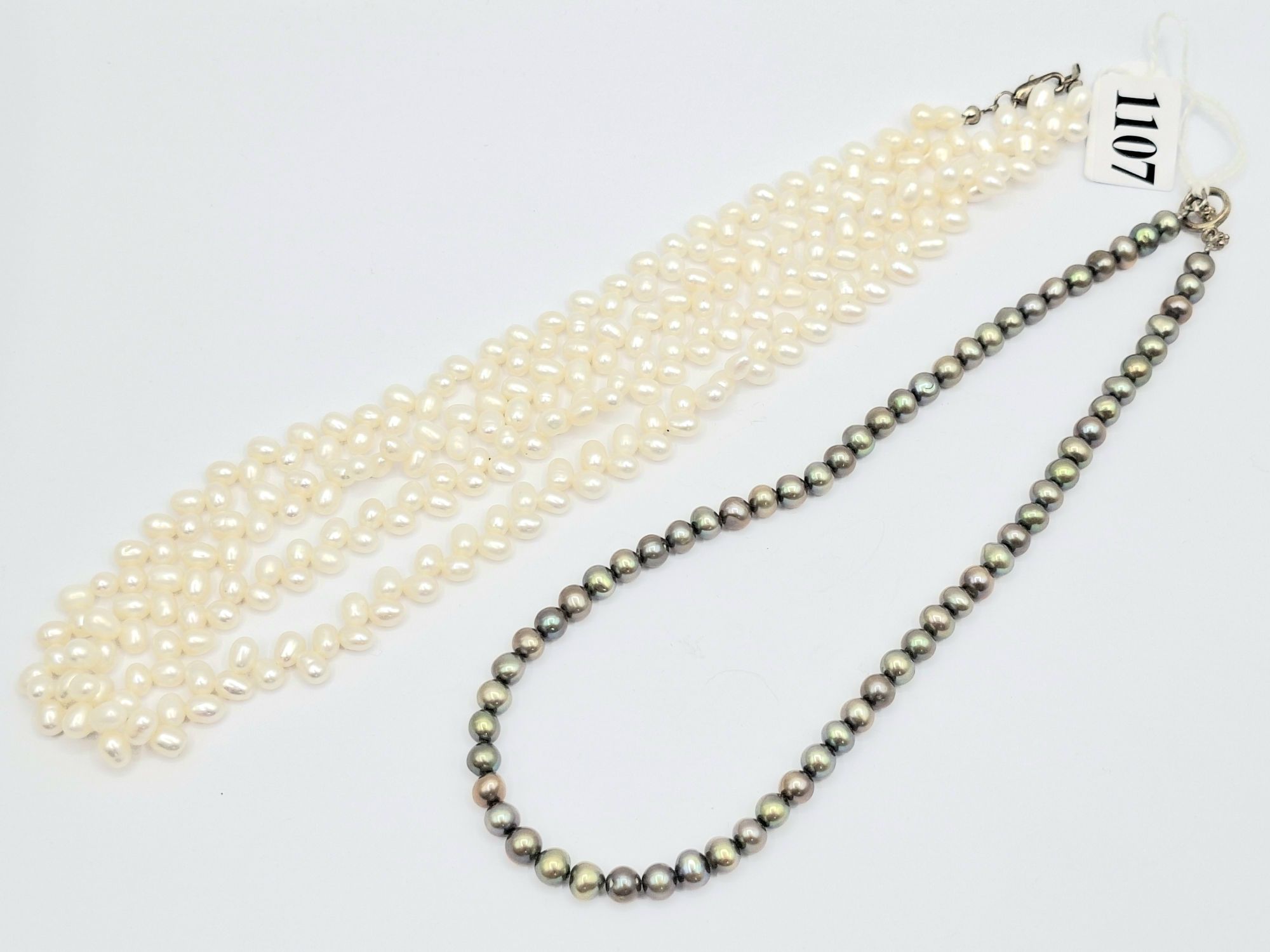 1107 · TWO CULTURED PEARL NECKLACES
