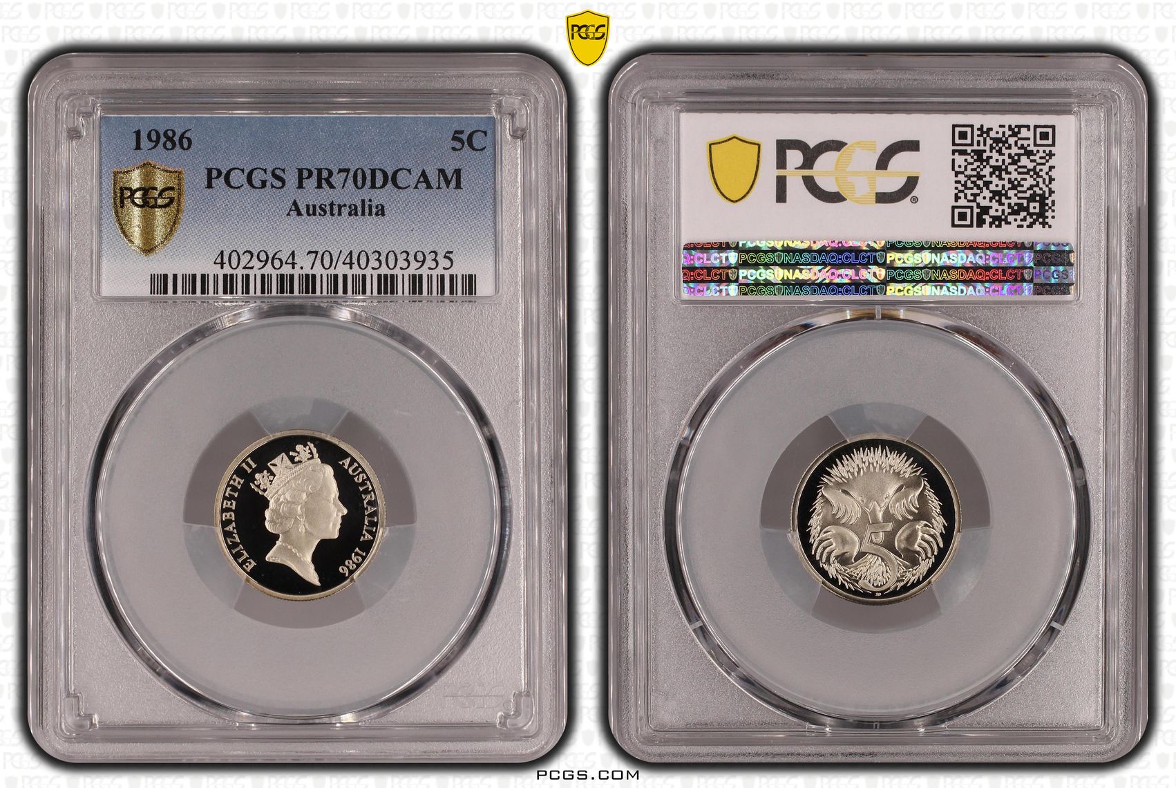 61 · 1986 Australia Five Cent, 5c PCGS - PR70DCAM POP 2/0 -935