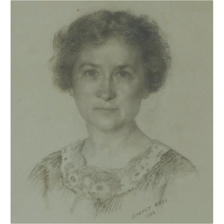 Sydney Bell ''Female Portrait'' 1922 Charcoal Framed 21''x19''