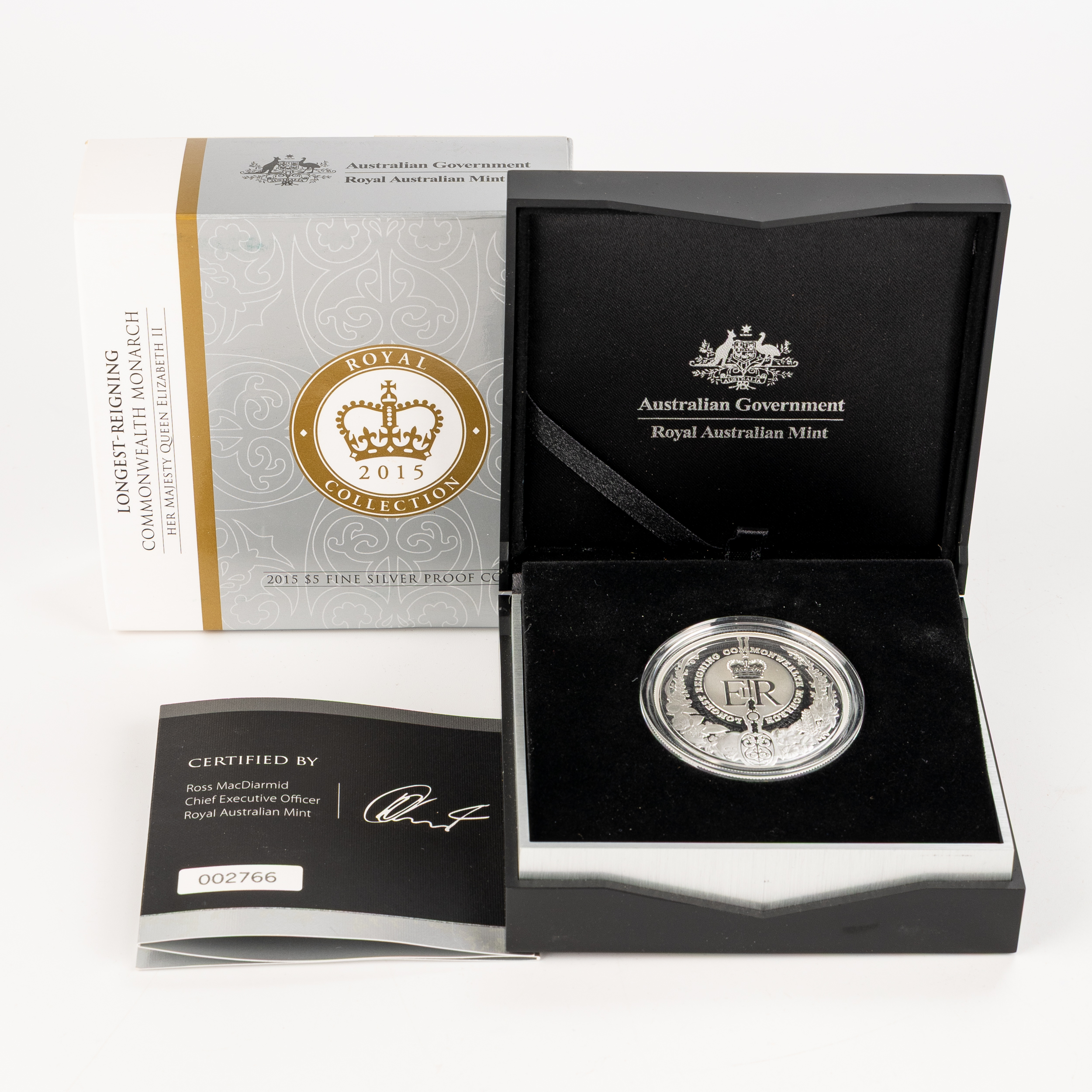 Elizabeth II, RAM - Longest-Reigning Commonwealth Monarch, Five Dollars, 2015, FDC