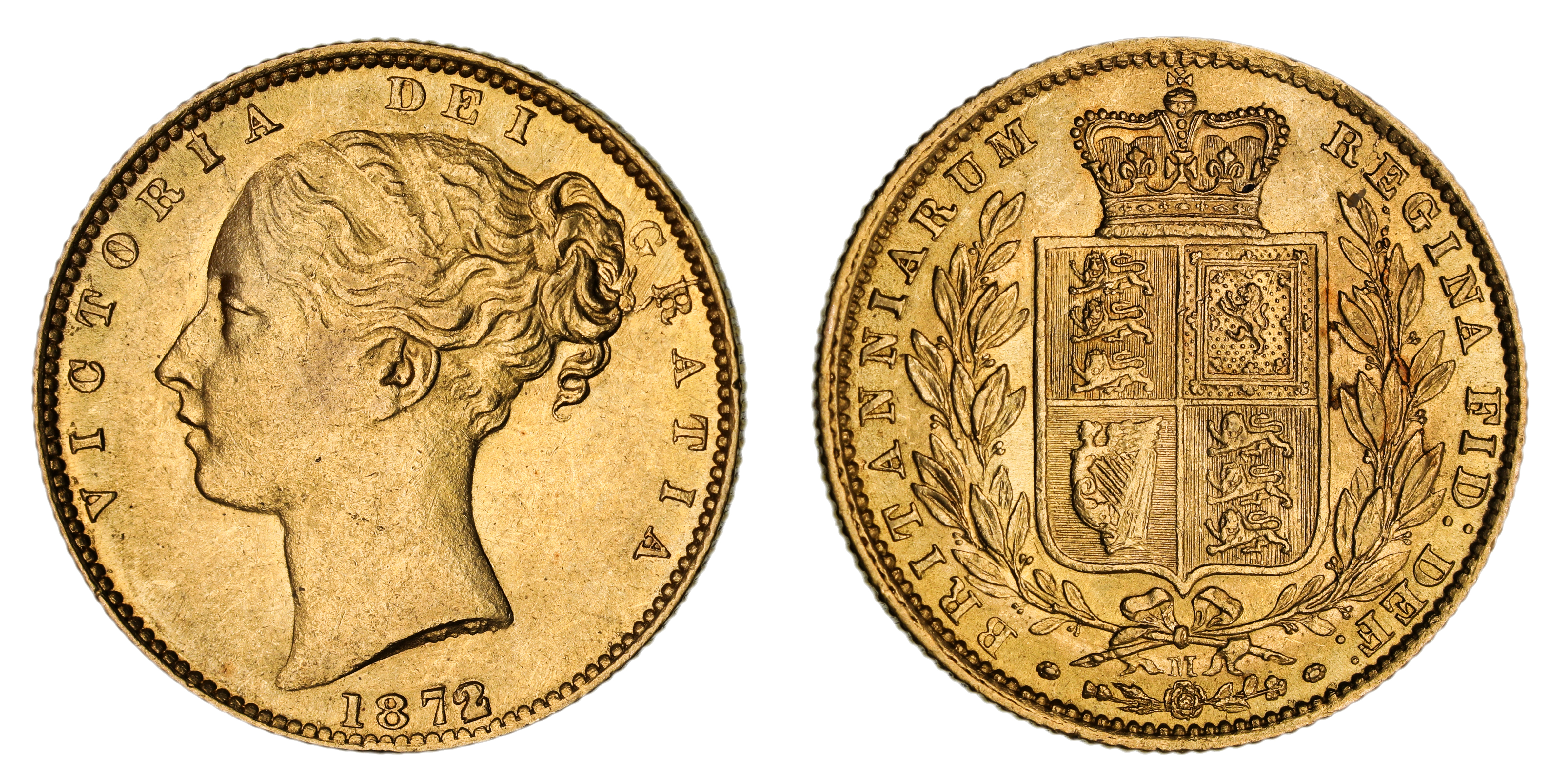 Victoria, Shield Reverse - Melbourne Mint - Young, Sovereign, 1872/1, EF