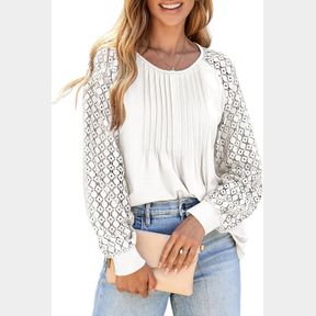 EVALESS WOMENS LONG SLEEVE SHIRTS LACE TOPS BUSINESS CASUAL SPRING FASHION OUTFITS CLOTHES WHITE, XL