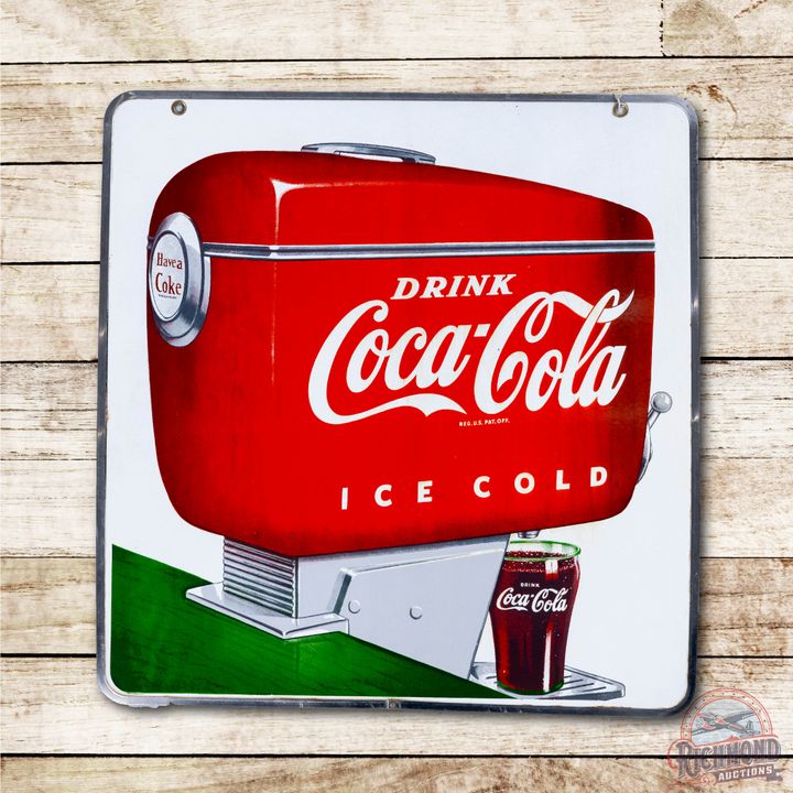 Drink Coca Cola Outboard Motor Fountain Dispenser Porcelain Sign