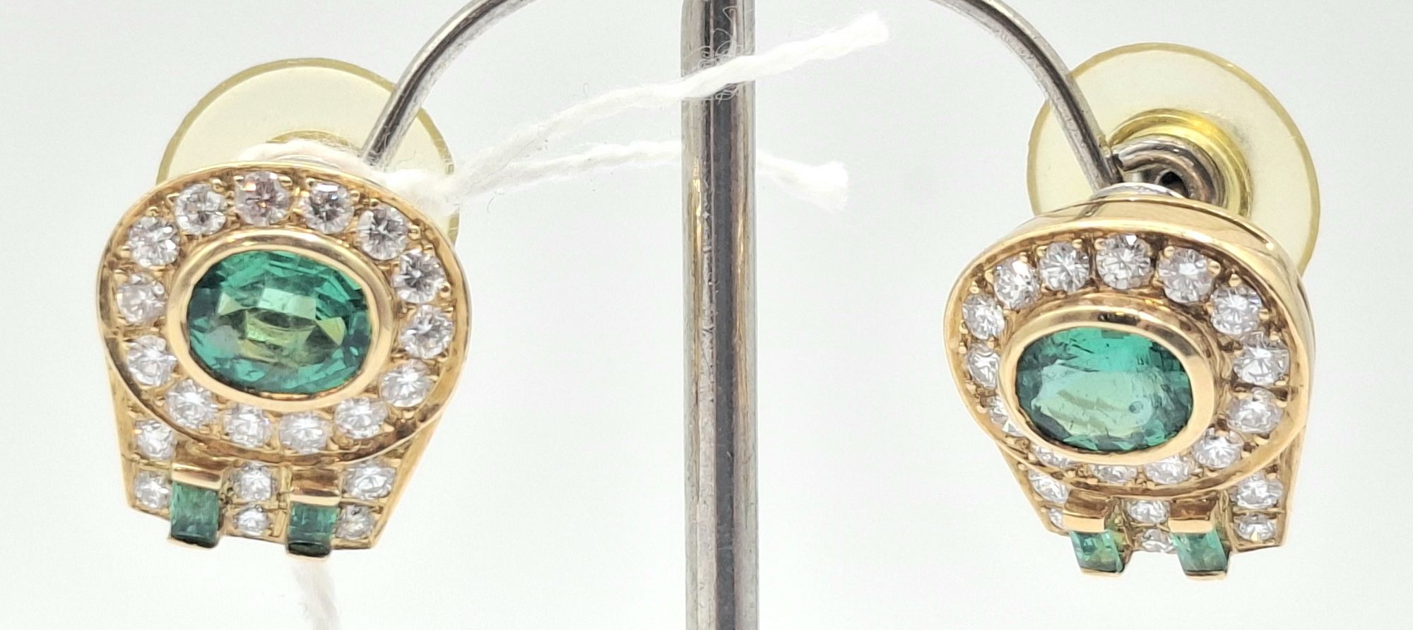 365 · 14CT GOLD EMERALD AND DIAMOND EARRINGS