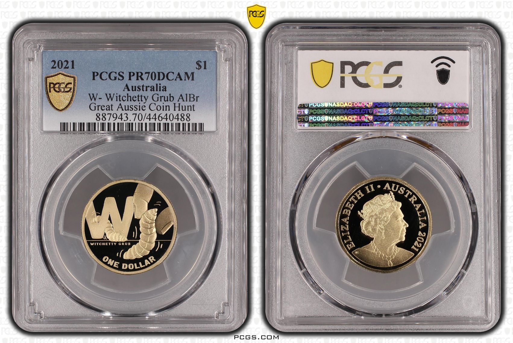 Elizabeth II, W- Witchetty Grub AlBr, One Dollar, 2021, PCGS PR 70DCAM