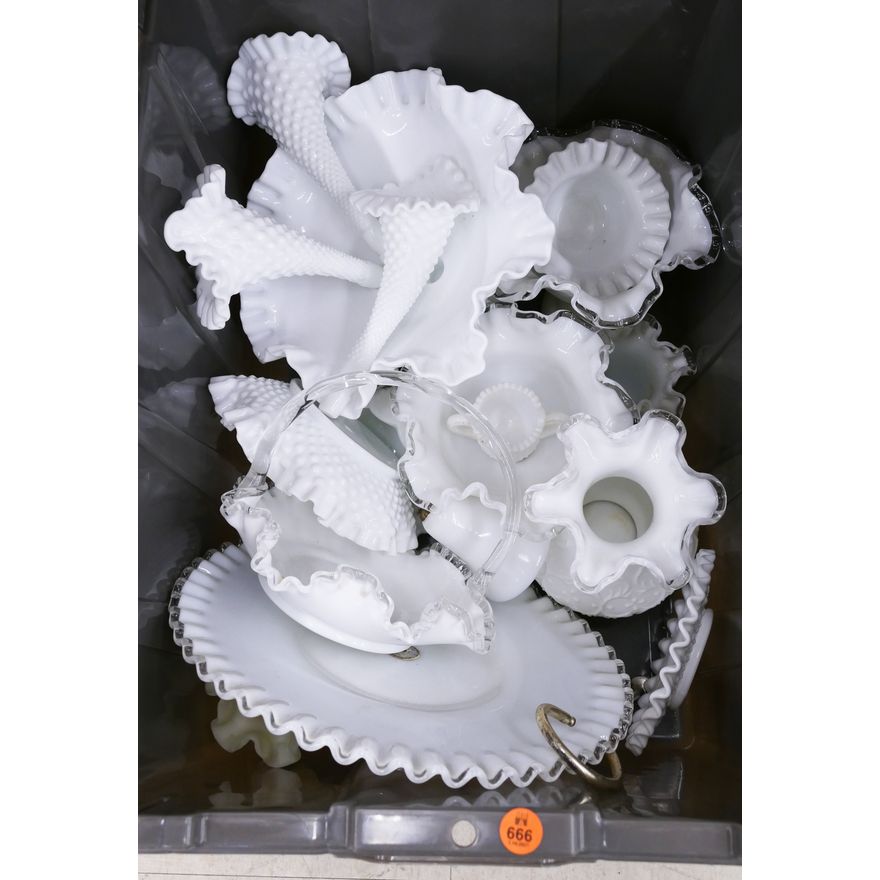 Tote Fenton White Ruffle Glass Etc