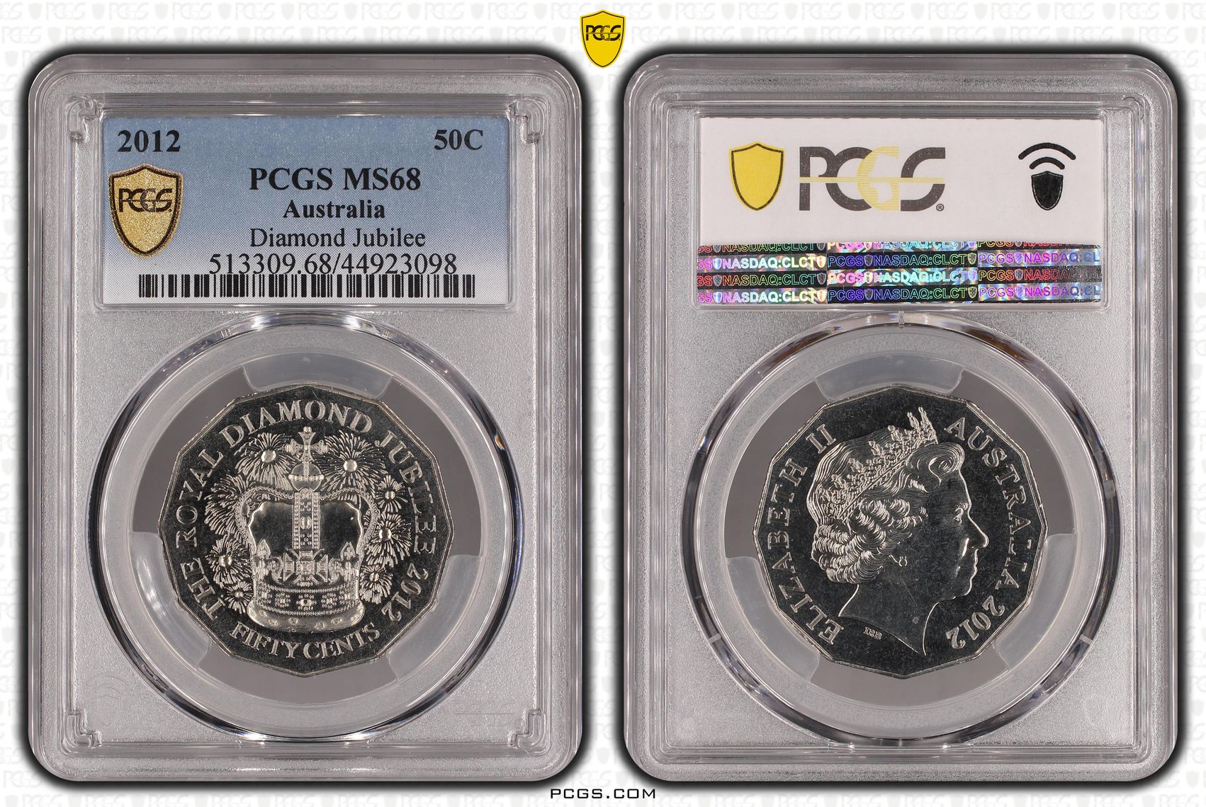 2012 Australian Fifty Cent, 50c Diamond Jubilee PCGS - MS68 -098