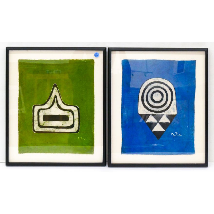 2pc Modern Batiks Framed 18'' x 15''