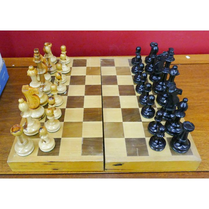 Midcentury Wood Chess Set- 18x18''