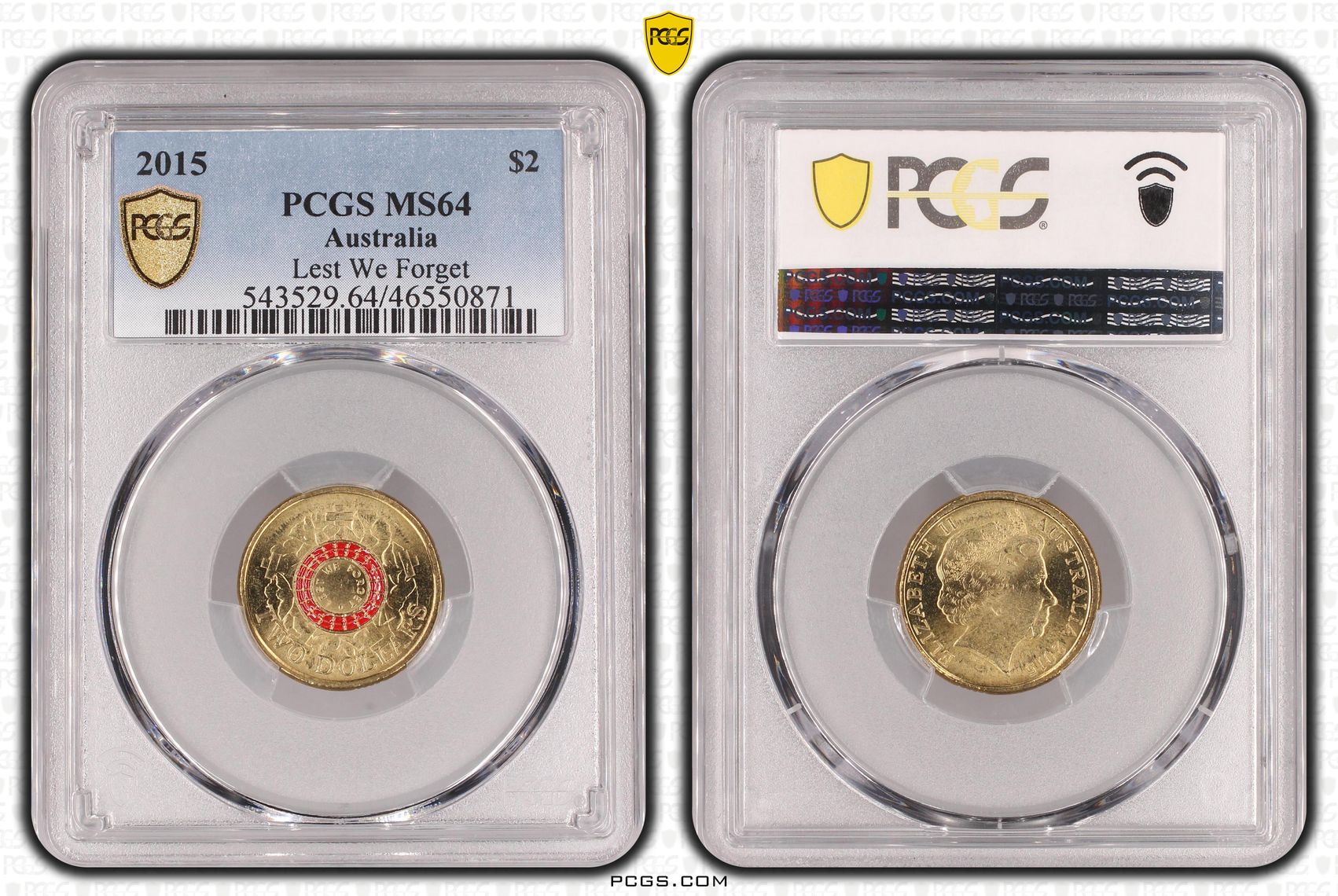 Lest We Forget, Two Dollar, 2015, PCGS MS64