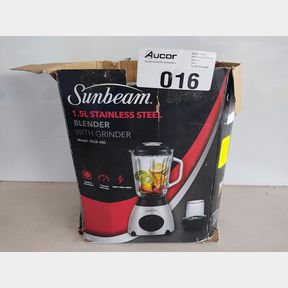 SUNBEAM 400W STAINLESS STEEL BLENDER WITH PULSE FUNCTION GRINDER ATTACHMENT -