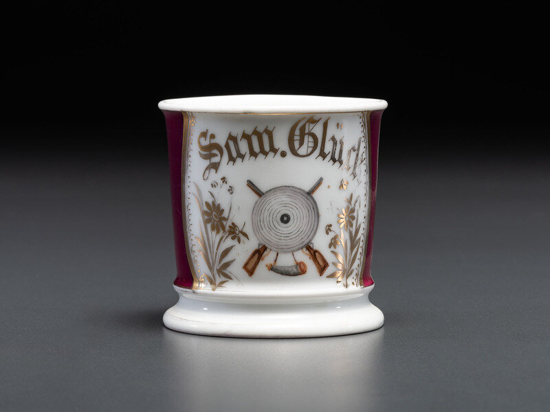 A Sharpshooter's Porcelain Shaving Mug