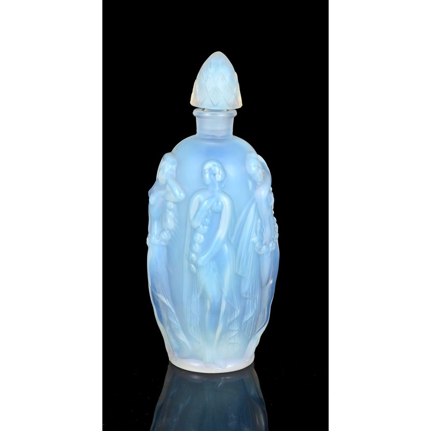 Sabino La Ronde Fleurie opalescent art glass perfume bottle, circa