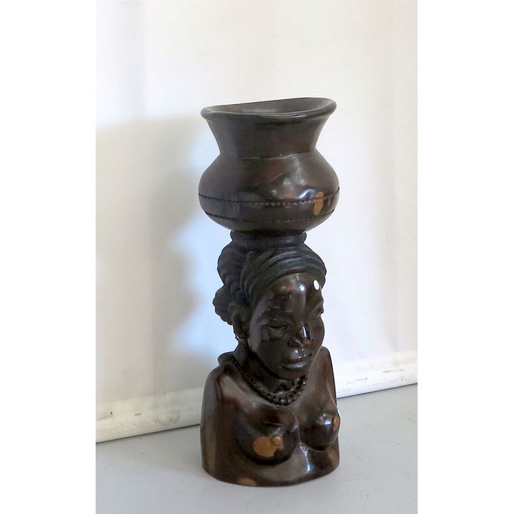 AFRICAN CARVED FIGURAL FLOOR VASE