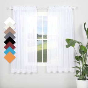 DULCIDEE WHITE SHEER CURTAINS 59 X 54 INCHES LONG FOR LIVING ROOM/KITCHEN/BEDROOM ELEGANT LIGHTWEIGHT SHEER VOILE CURTAINS 2 PANEL