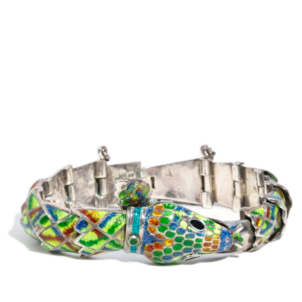 113 · Margot de Taxco Sterling Silver Snake Bracelet