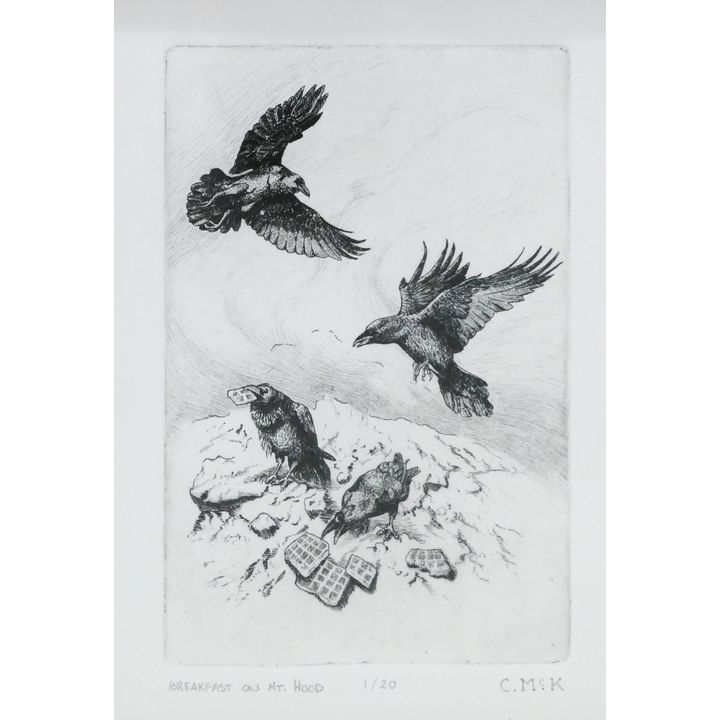 Cara McKinley 'Breakfast on Mt Hood' Etching, 2018