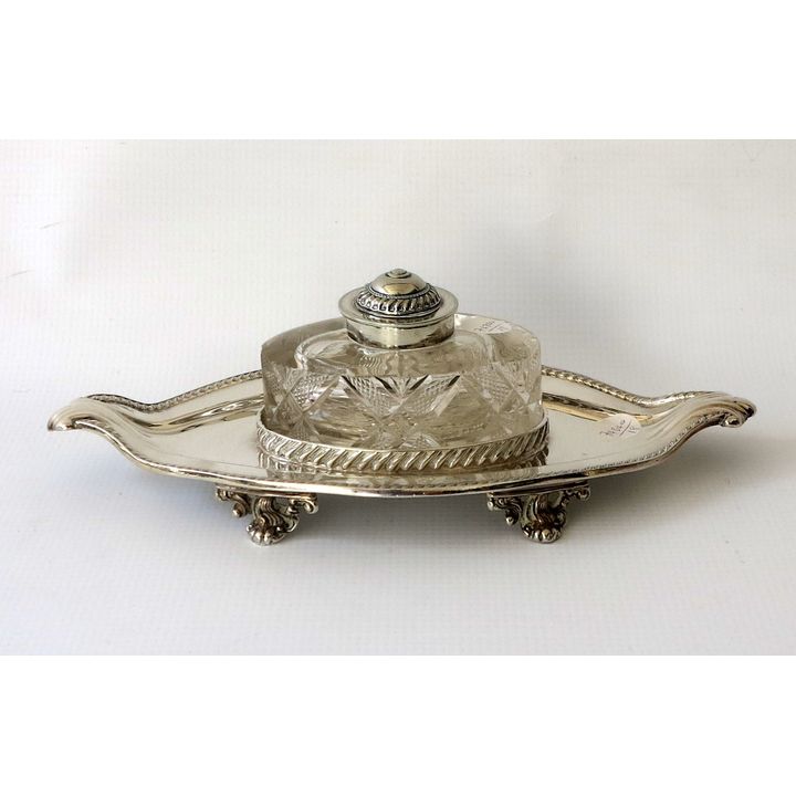 EARLY 20TH CENTURY SILVERPLATED INKSTAND, maker Walker & Hall