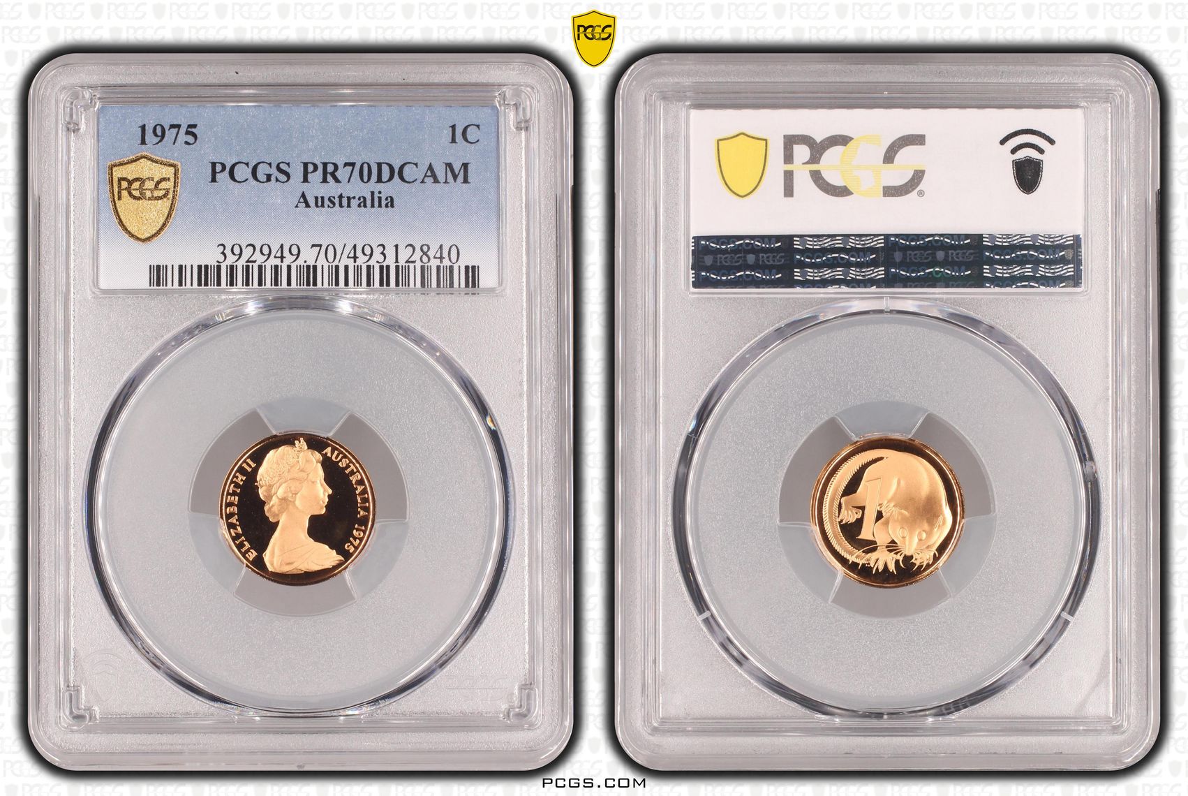 Elizabeth II, POP 4/0, One Cent, 1975, PCGS PR70DCAM