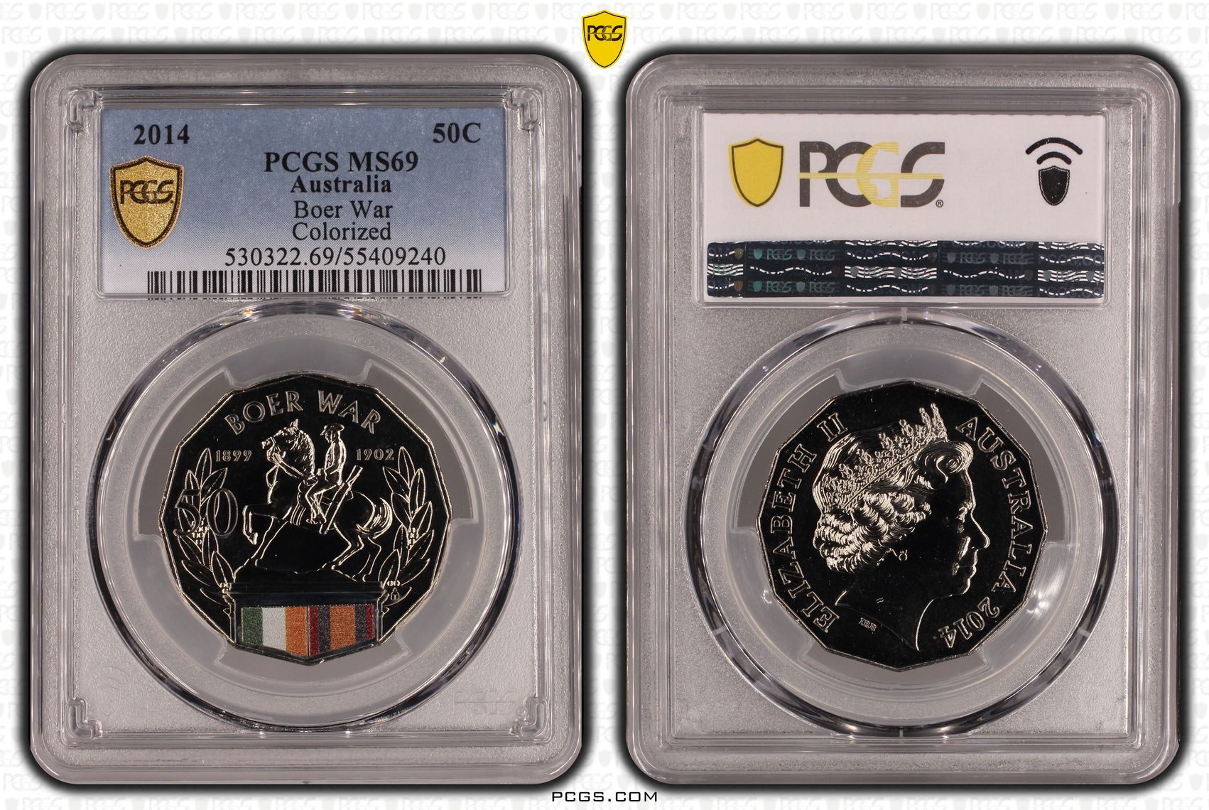 Boer War Colorized, Fifty Cent, 2014, PCGS MS69