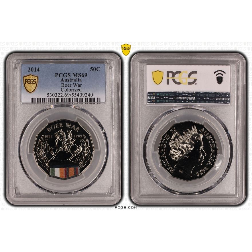Boer War Colorized, Fifty Cent, 2014, PCGS MS69