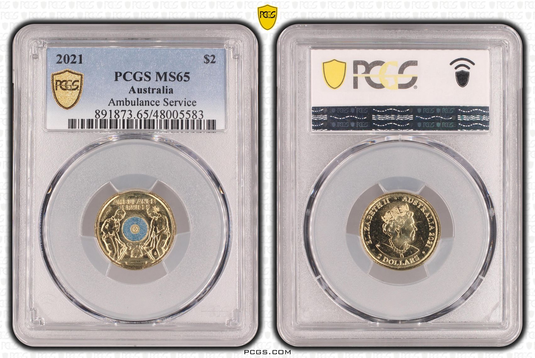 Ambulance Service Colourised, Two Dollar, 2021, PCGS MS65