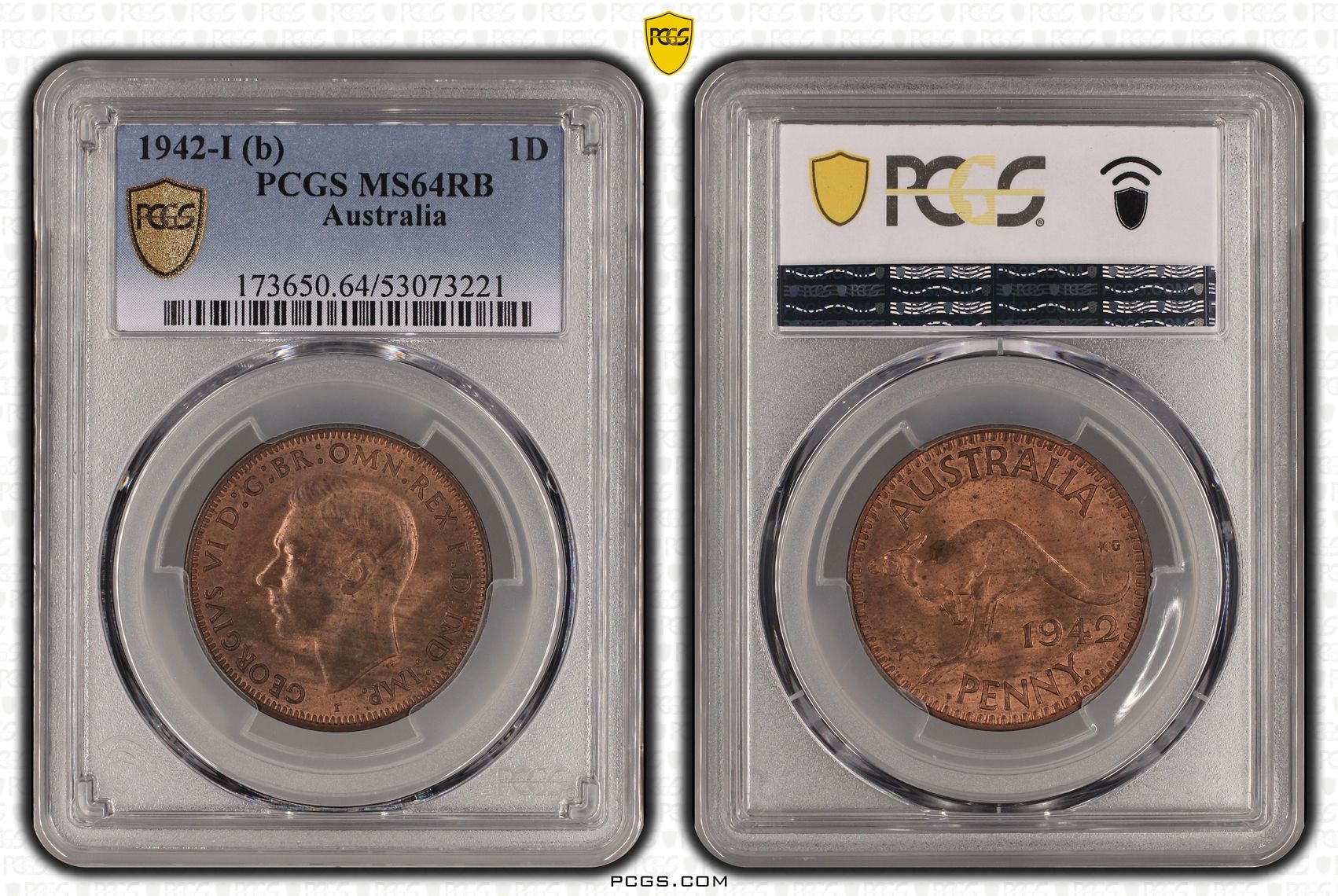 George VI, Penny, 1942 - I, PCGS MS64RB