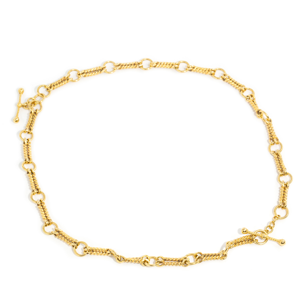 111 · 18ct Yellow Gold Heavy Double-Link Vintage Fob Chain