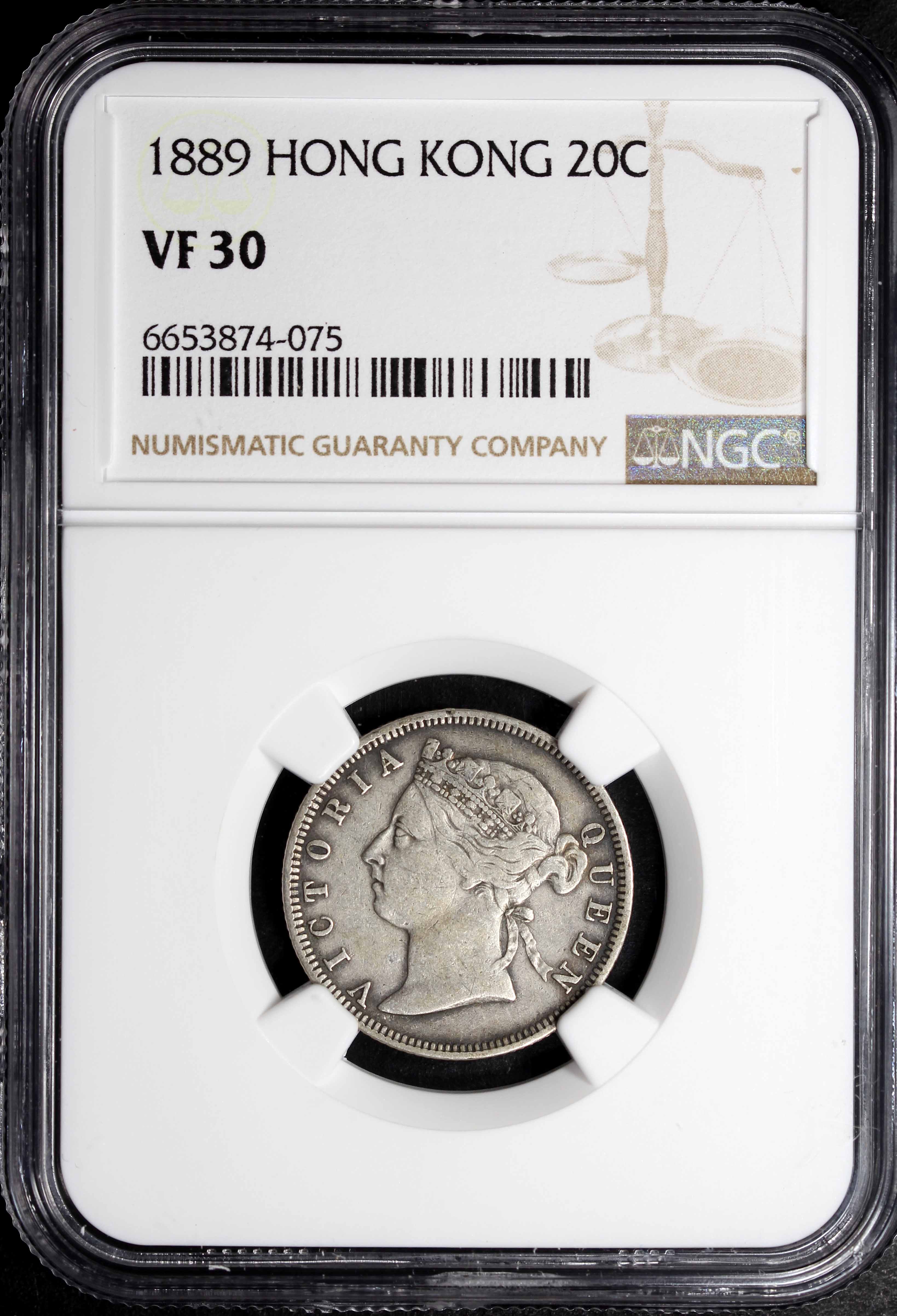 Hong Kong, QV, 1889, 20 Cents, NGC VF30. | Unique World Coin Sdn Bhd