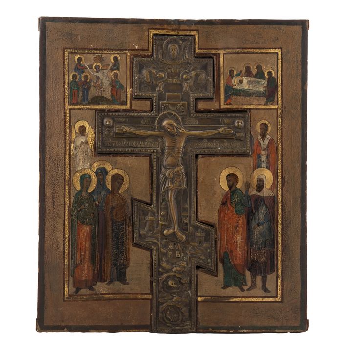 Ikona - Jezus Ukrzyżowany, Rosja 2 poł. XIX w.
