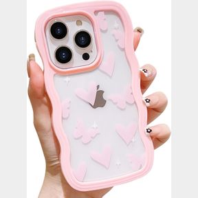 SZXYCZL CELL PHONE CASE COMPATIBLE WITH IPHONE 14 PRO BUTTERFLY HEART CUTE PATTERN FOR WOMEN GIRLS AESTHETIC KAWAII WAVE EDGE PROT