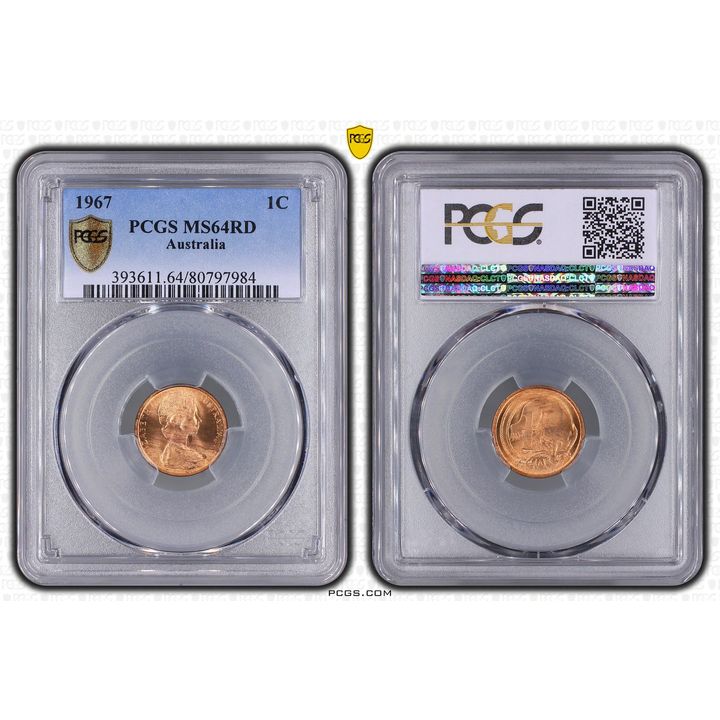 Elizabeth II, One Cent, 1967, PCGS MS64RD