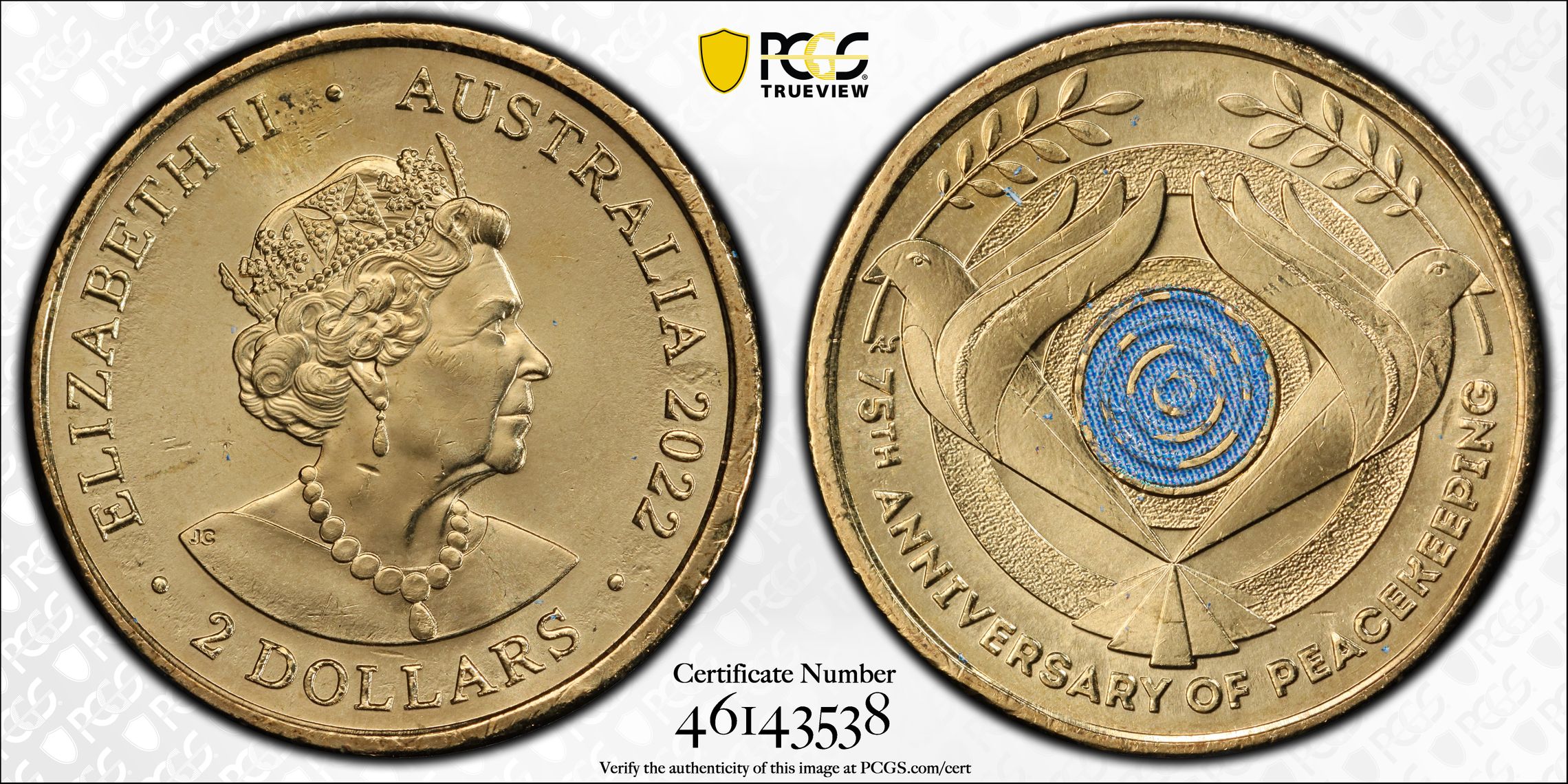 Peacekeeping - Colorized, Two Dollar, 2022, PCGS MS66