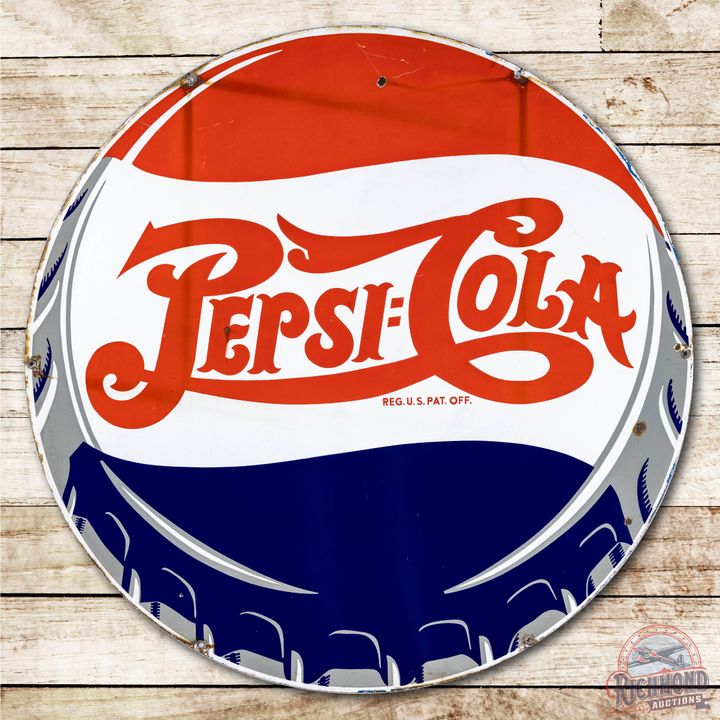 42" Pepsi Cola Double Dot Porcelain Sign
