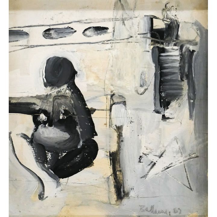 Jerrold Ballaine "Black and White" Abstract Oil