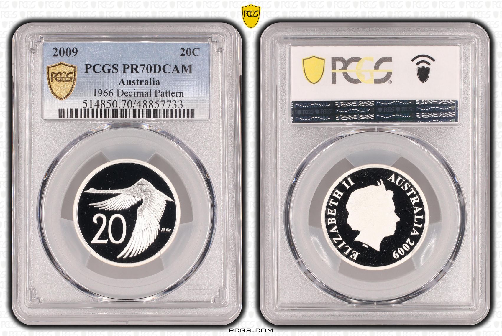 1966 Decimal Pattern POP 6/0, Silver, Twenty Cent, 2009, PCGS PR70DCAM