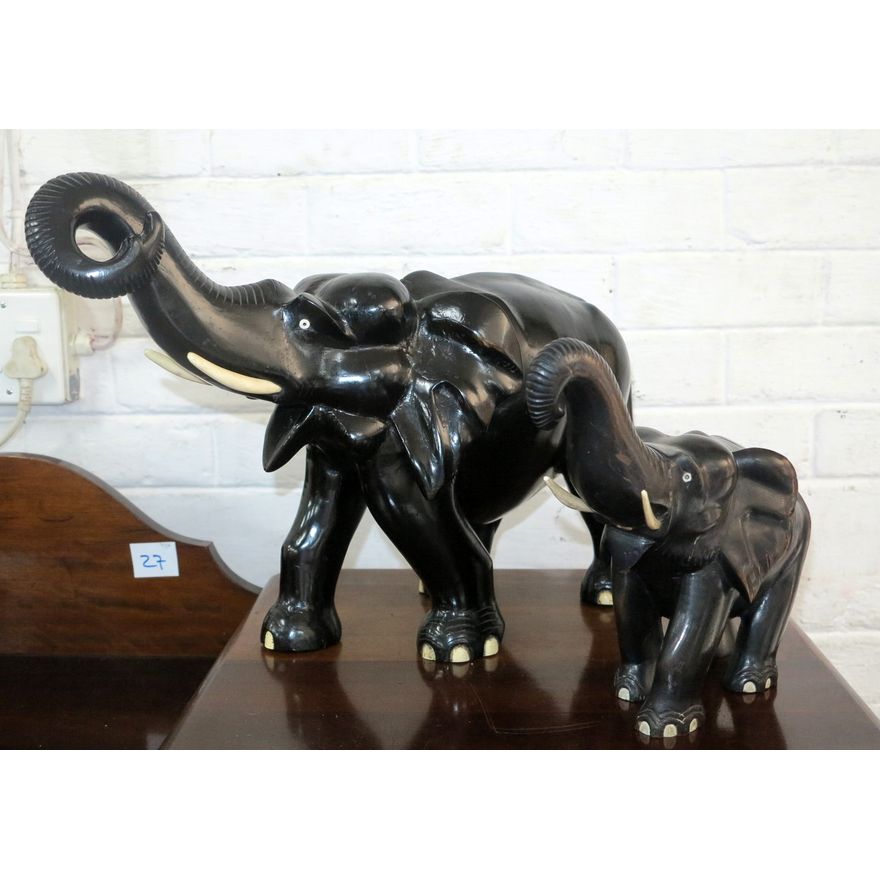 EBONY AND IVORY ELEPHANTS