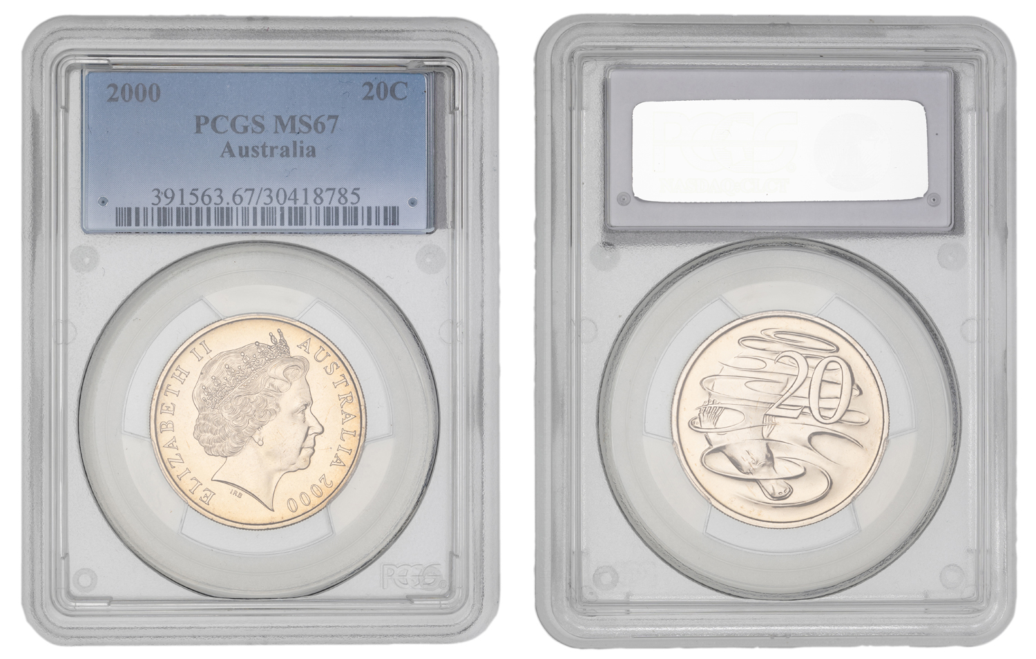 Elizabeth II, Twenty Cent, 2000, PCGS MS67
