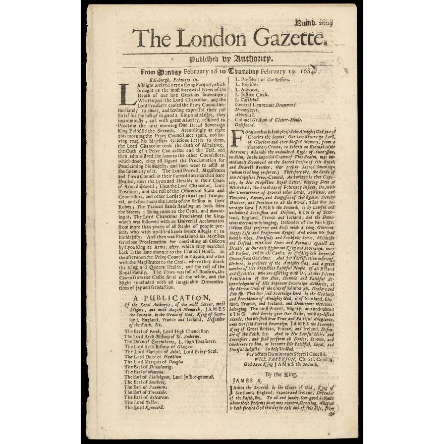 The Robin Hunt Collection The London Gazette Royal Events 1684 -1760 ...