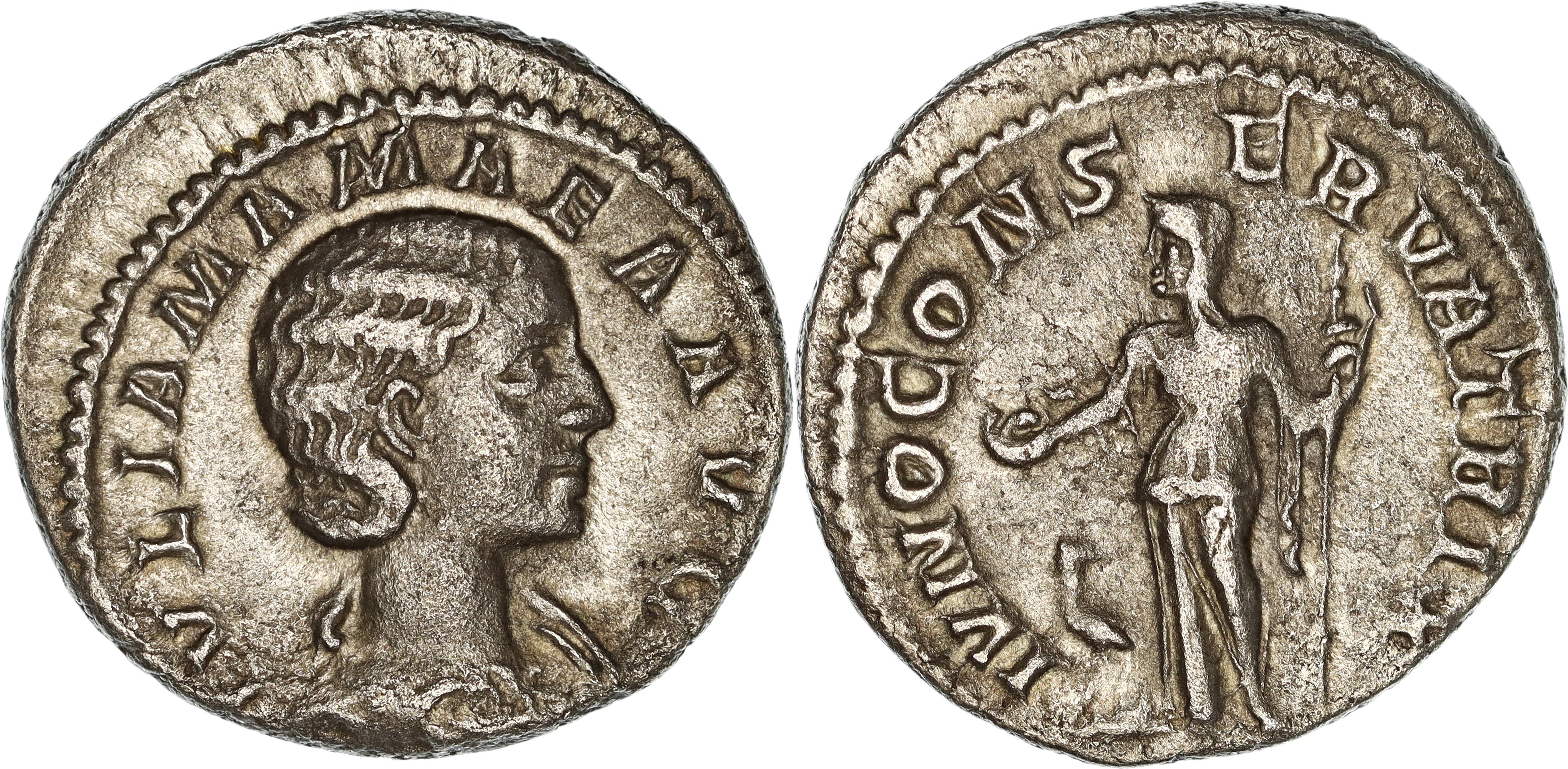 Roman Empire, Julia Mamaea, Silver Denarius, 222 AD, nVF