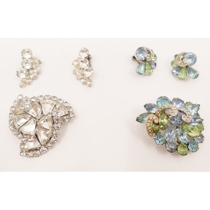 2 Sets Eisenberg Rhinestone Brooch & Earrings