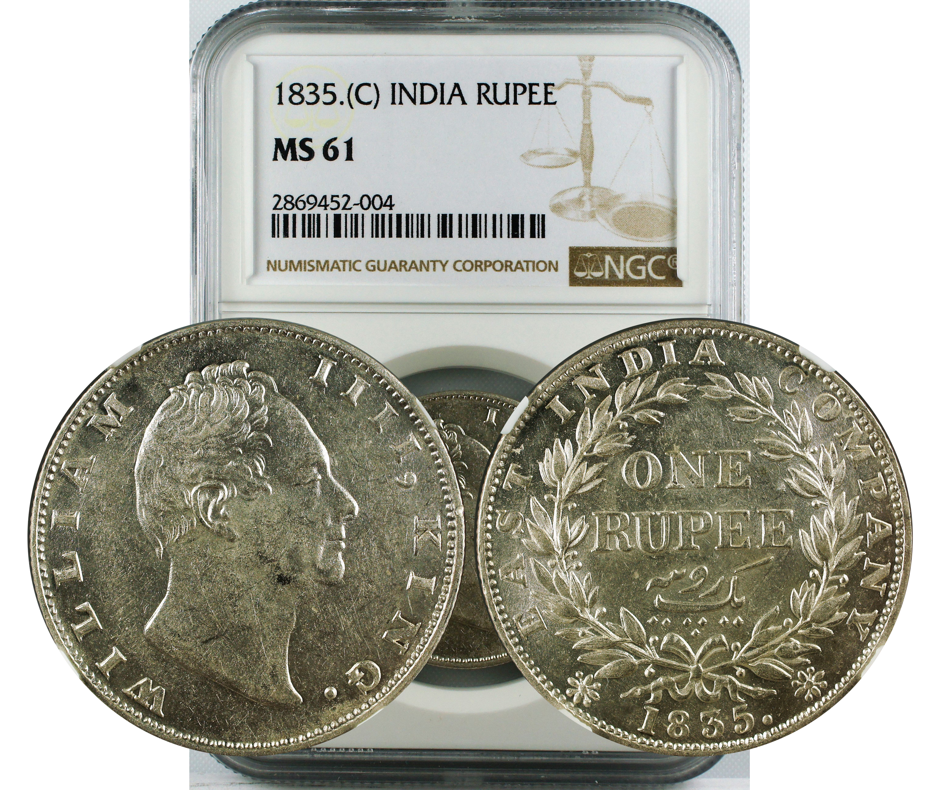 1835 C INDIA RUPEE MS61