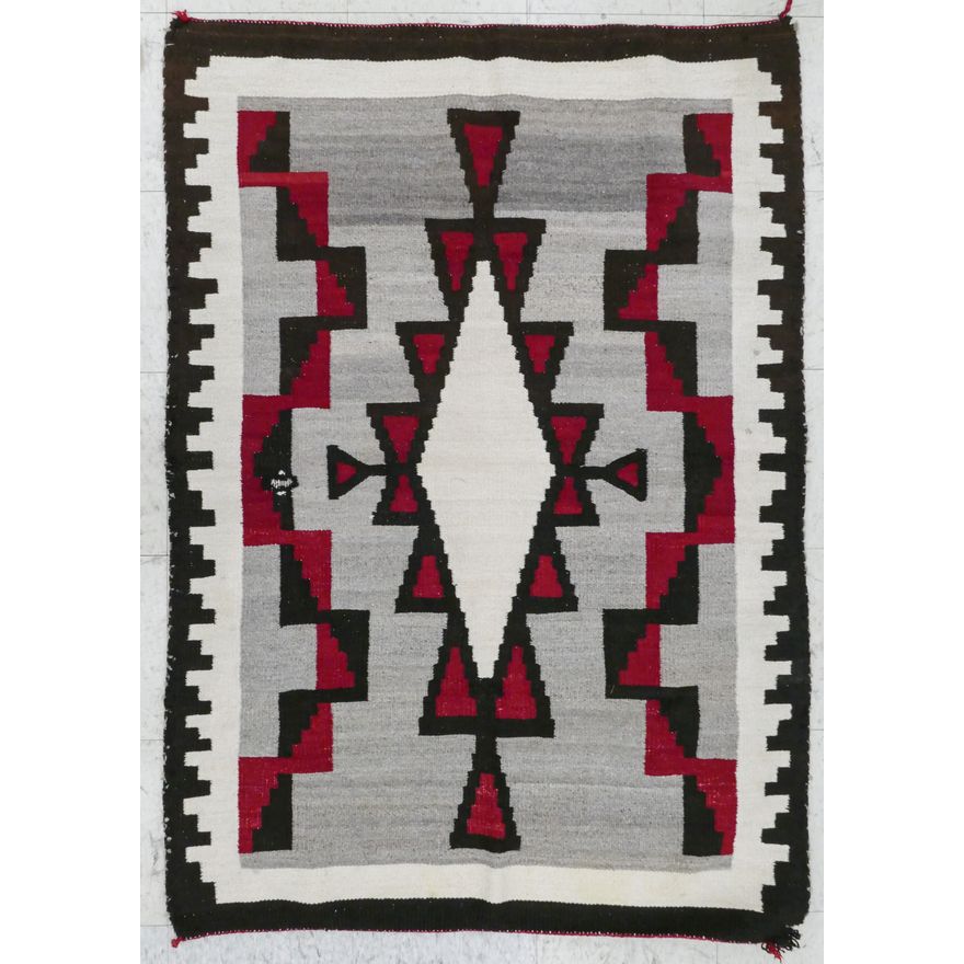 Vintage Navajo Medallion Wool Rug 5'x3'6'' - One hole and edge wear
